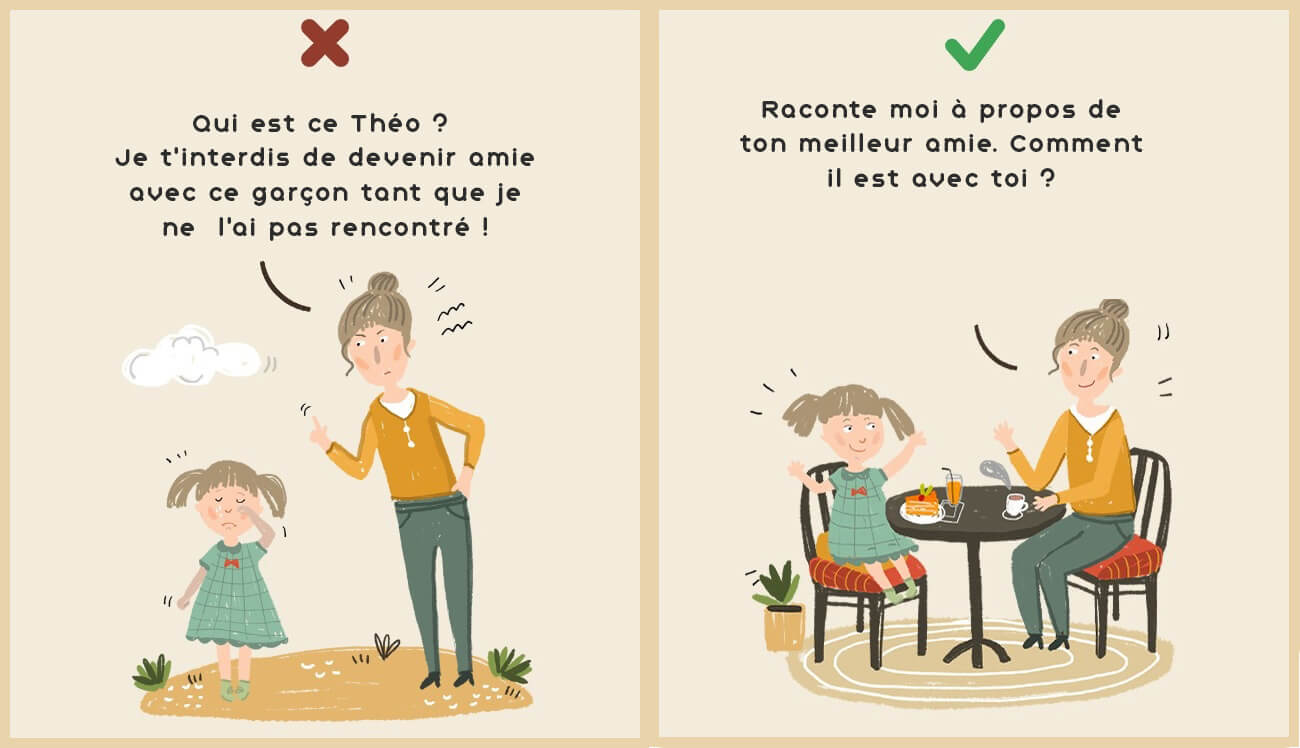 Enfant parle de ses amis