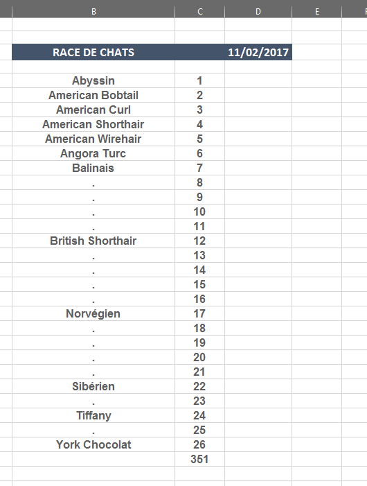 Déplacement vers la cellule de gauche